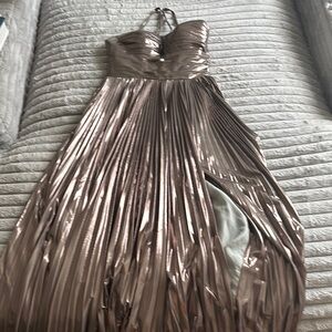 Metallic Halter Maxi Dress